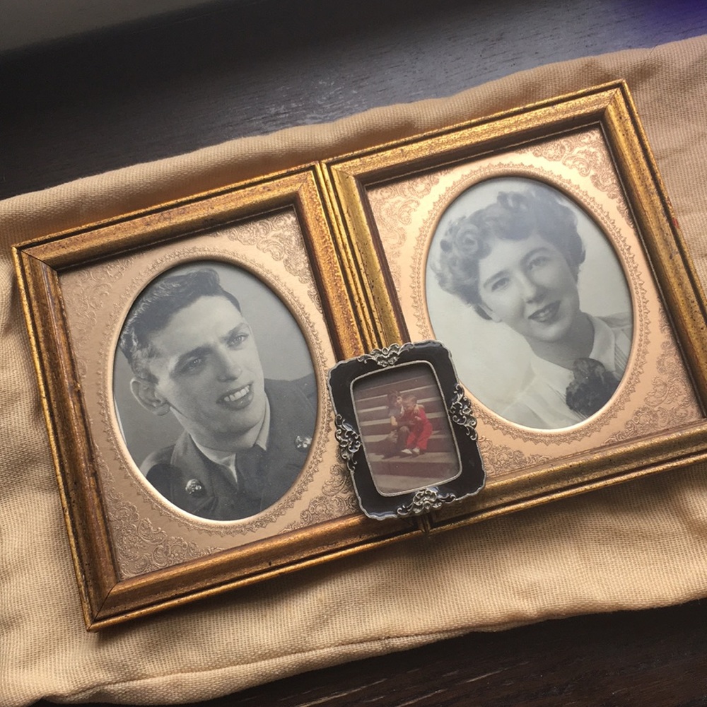French American soldier army couple photo frames